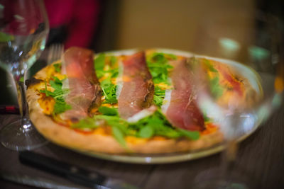 Close-up of food served in plate