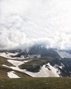 Scenic view of dramatic landscape against sky