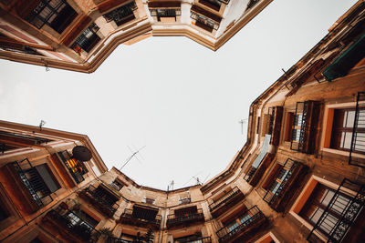 Directly below shot of buildings against sky