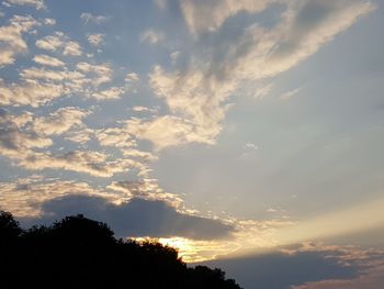 Low angle view of silhouette trees against sky at sunset