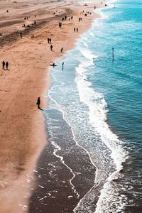 High angle view of people on beach