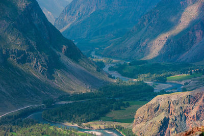 High angle view of mountain range