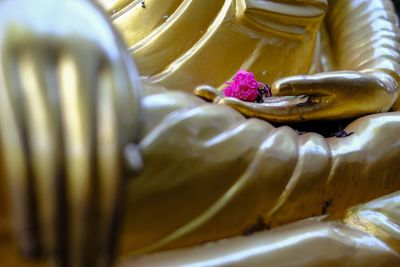 Close-up of yellow statue