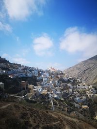 High angle view of townscape against sky