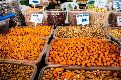 High angle view of food for sale at market