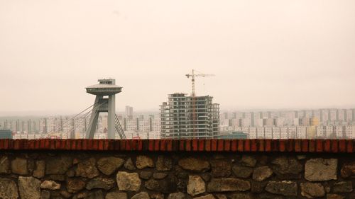 View of buildings against clear sky