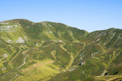 Scenic view of mountains against clear sky