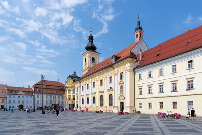 Jesuit church, church of the holy trinity, at the great square in sibiu, romania