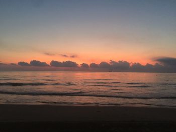 Scenic view of sea against sky at sunset