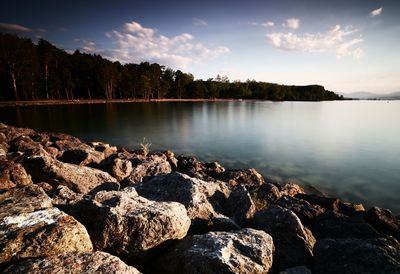 Scenic view of lake against sky