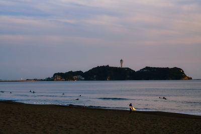 Scenic view of sea against sky during sunset