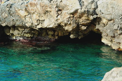 Rock formation in sea