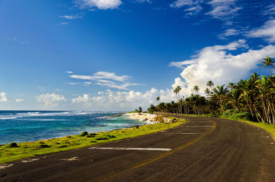 Scenic view of sea against blue sky