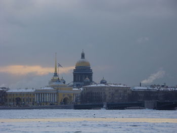 Building against sky during winter
