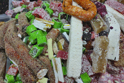High angle view of food in plate