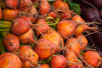 Full frame shot of red chili peppers in market