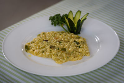 High angle view of meal served in plate