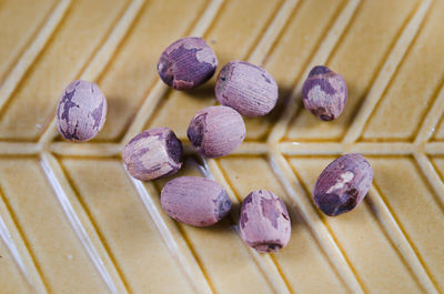 High angle view of berries on table
