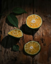 Close-up of orange fruit on table