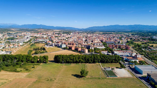 High angle view of townscape against sky