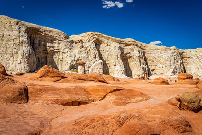 View of rocks against blue sky