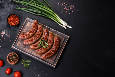 High angle view of food on table