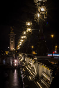 Night light on the alexander iii bridge in paris
