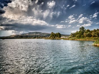 Scenic view of lake against sky