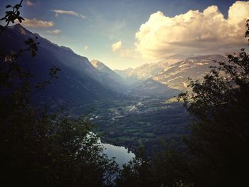 Scenic view of mountains against sky