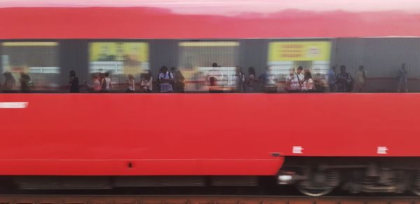 View of train at railroad station platform