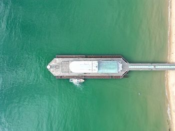 High angle view of ship on sea