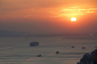 Scenic view of sea during sunset