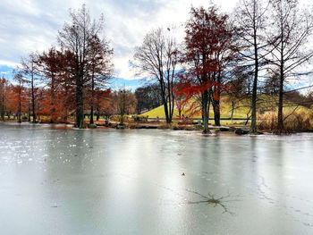 Scenic view of lake against sky