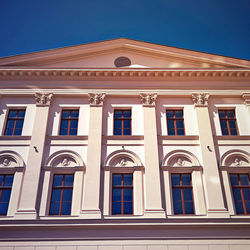 Low angle view of building against clear sky