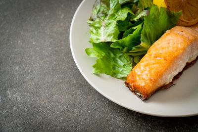 Close-up of food in plate on table