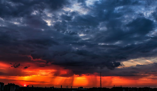 Scenic view of dramatic sky during sunset