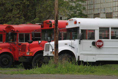 Buses in detroit parking.