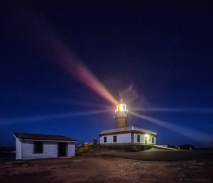 Lighthouse against sky at night