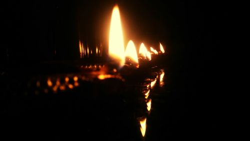 Close-up of illuminated candles