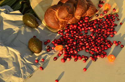 High angle view of fruits