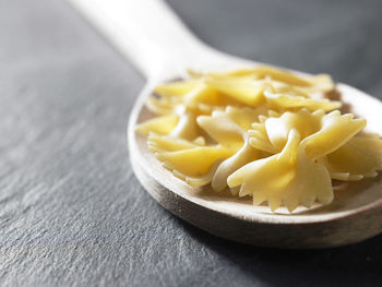 Farfalle pastas on spoon