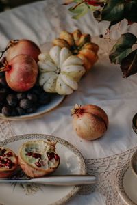 High angle view of food on table