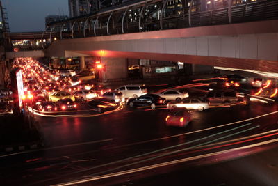 Traffic on road at night