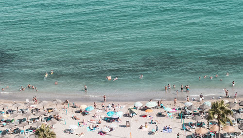 High angle view of people at beach