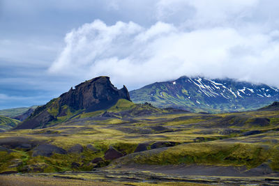 Scenic view of mountains against sky