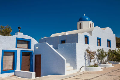 The profitis ilias church located next to walking path no 9 between fira and oia in santorini island