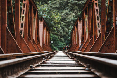 Railroad tracks against trees