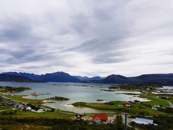 High angle view of lake against sky