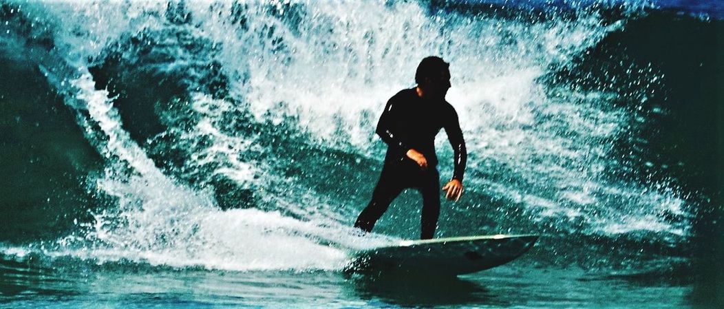 water, sea, motion, aquatic sport, sport, real people, one person, lifestyles, nature, surfing, men, leisure activity, day, waterfront, wave, extreme sports, adventure, surfboard, outdoors, power in nature