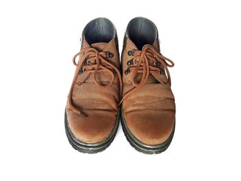 High angle view of shoes on white background